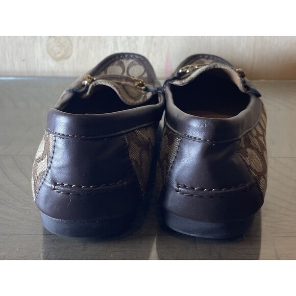Coach womens 9.5 Loafers shoes flats Jacquard Brown slip on signature - Picture 3 of 6